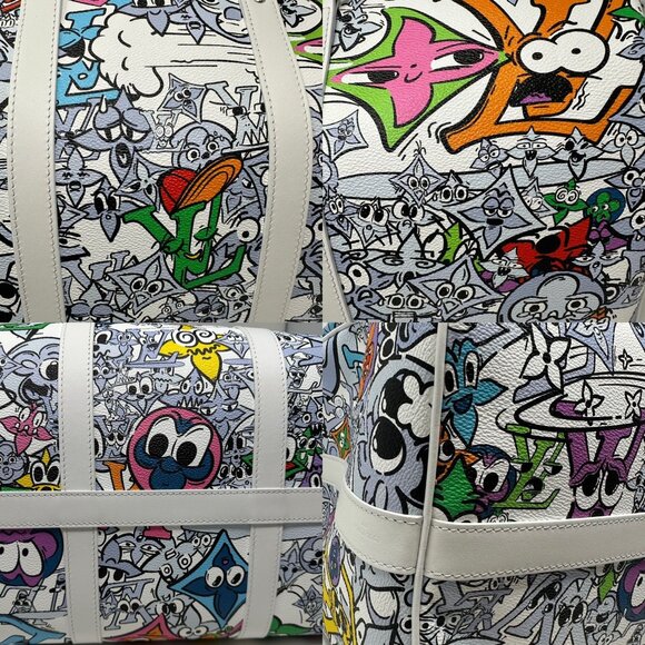 LOUIS VUITTON 2023 Comics White & Multi-Color Monogram Keepall Bandouliere 50 - Picture 11 of 12